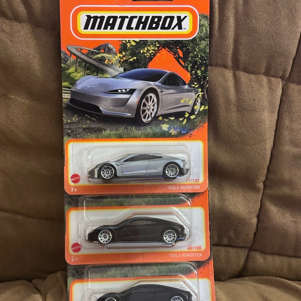 Matchbox Tesla Roadster Toy Car Duo - Silver and Black